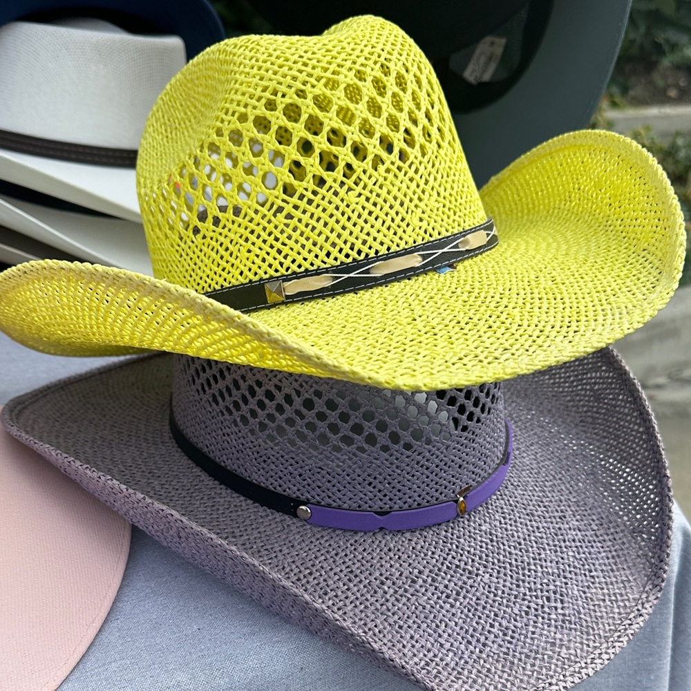 Yellow and Gray Mesh Cowboy Hat